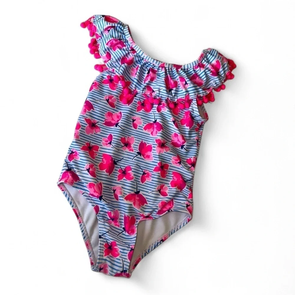 Striped one piece swimsuit for little girls size 6x